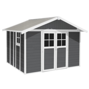 Abri de jardin en PVC Grosfillex DECO – 11,2 m²(Gris foncé et blanc)