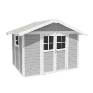 Abri de jardin en PVC Grosfillex DECO – 7,5 m² (Gris clair/Blanc)