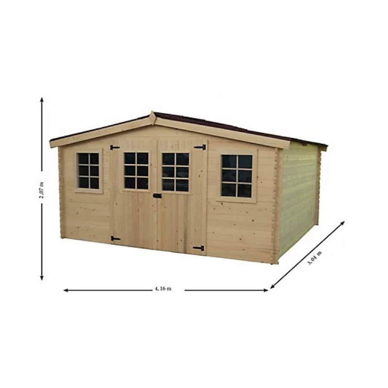 Abri de jardin en bois massif 28 mm - 12,65 m² – Image 2